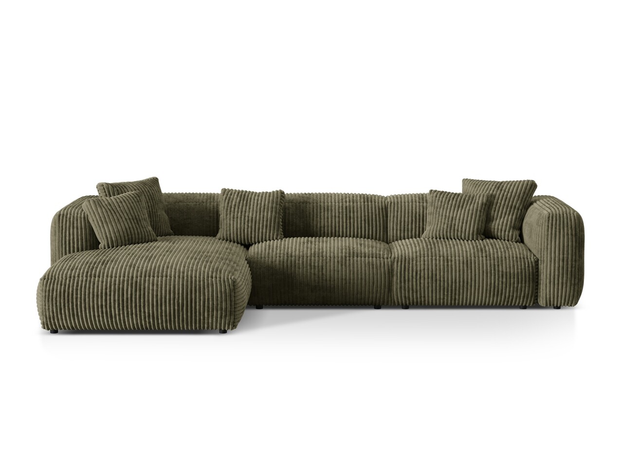 Coltar modular stanga 3 locuri, Martina-212, Micadoni Home, 332x176x75 cm, velur, verde muschi Colțare